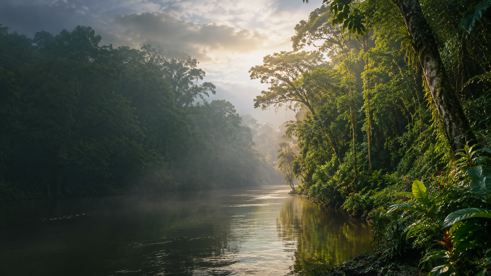 Selva húmeda y río del Chocó biogeográfico